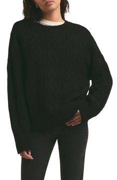 A chunky cable knit elevates the slouchy yet chic style of an oversized wool-and-cashmere-blend sweater that's perfect for your wintry weekend plans. 26" length (size Medium) Crewneck Long sleeves 57% merino wool, 25% cashmere, 18% nylon Dry clean Imported Women's Clothing Chunky Cable Knit, Cashmere Blend Sweater, Favorite Daughter, Weekend Plans, Cool Store, Cable Knit Sweater, Cable Knit, Clothing Items, Knit Sweater