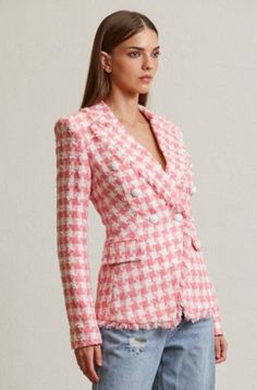 houndstooth tweed blazer Brand: Blithe Style: BT7312 Fabric: 75% polyester25% acrylic Details: Plus Jumpsuit, High Waisted Jean Shorts, Shoes Heels Wedges, Vest Coat, Leggings Sale, Sleeveless Bodysuit, Tweed Blazer, Plus Dresses, Blazer Coat