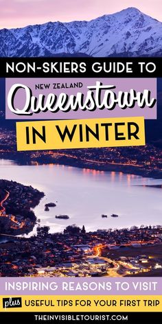 the new zealand queenstown in winter with text overlay