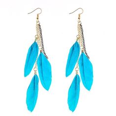 light blue Finding Feathers, Coloured Feathers, Light Earrings, Statement Earring, Long Drop Earrings, Styl Boho, Stylish Earring, Hanging Earrings, Big Earrings