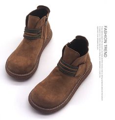 Xajzpa Harajuku Martin Boots British Wind Short Boots New Mori Literar – xajzpa Casual Suede Martin Boots With Closed Toe, Casual Slip-on Martin Boots For Fall, Fall Slip-on Boots, Felted Shoes, Harajuku Women, Felt Shoes, Women's Ankle Boots, Big Head, Boot Types