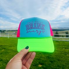 New!! Save Water Drink Margs Foam Trucker Hat In Neon Green, Blue, And Hot Pink! These Are So Cute And Perfect For Dressing Up For A Concert Or Covering Up On The River. Don’t Miss Out On This Must Have Accessory! Fast Same Or Next Day Shipping & Always A Discount On Bundles! Foam Trucker Hats, Blue Summer Trucker Hat, Fun Blue Trucker Hat For Vacation, Blue Trucker Hat For Spring Vacation, Pink Hat For Outdoor Activities In Spring, Pink Hats For Outdoor Spring Activities, Pink Hat For Spring Outdoor Activities, Pink Sports Hats For Summer, Playful Blue Trucker Hat For Summer