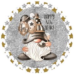 Happy New Year Metal Sign: Gnome Champagne Cheers - Made In USA BBCrafts.com Champagne Cheers, Gnome Pictures, Ring In The New Year, Glass Of Champagne, Green Wreath, New Year Celebration, Create Sign, The Happy, New Year's