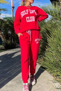 STYLED BY ALX COUTURE MIAMI BOUTIQUE WOMENS TOP Red Crewneck Self Love Club Sweater Matching Crewneck, Self Love Club, Club Red, Love Club, Red Crewneck, Glass Of Wine, Unique Image, Birthday Surprise, Fall Shopping