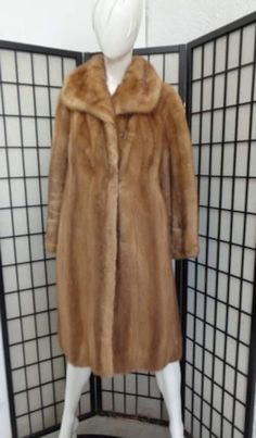 DESCRIPTION: BEAUTIFUL & VERY STYLISH PASTEL MINK FUR COAT FOR WOMEN. THE COLLAR TYPE IS "SHAWL" AND IT CLOSES WITH HOOK & EYE AND HAS TWO SIDE POCKETS. THIS ITEM IS PRE-OWNED: THE FUR AND INSIDE LINING ARE "MINT", THE SECOND BEST CONDITION POSSIBLE! AFTER BUYING THIS ITEM, IT WOULD BE VERY MUCH APPRECIATED IF YOU COULD PROVIDE YOUR HEIGHT, WEIGHT AND BUST CIRCUMFERENCE, SO WE CAN ADJUST THE COAT TO YOUR SIZE, BEFORE SHIPPING, IF NEEDED. IT WILL ALSO HELP US TO SHIP YOUR ITEM SOONER, THANK YOU! Elegant Mink Long Sleeve Outerwear, Elegant Long Sleeve Mink Outerwear, Classic Long Fur Coat For Formal Occasions, Elegant Long Mink Outerwear, Classic Long Fur Coat For Fall, Classic Mink-colored Formal Outerwear, Classic Mink Color Formal Outerwear, Brown Full-length Outerwear For Fall, Formal Long Sleeve Mink Outerwear