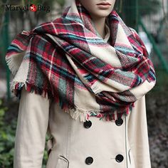 Fashionable Soft Oversized Scarf. Winter Plaid Poncho, Plaid Winter Poncho, Casual Plaid Poncho For Winter, Scarf Blanket, Blanket Poncho, Women Scarf, Oversized Scarf, Scarf Styles, Womens Scarves