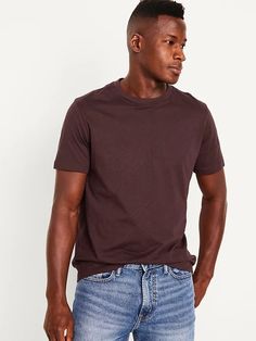 Crew-Neck T-Shirt | Old Navy Casual Brown Crew Neck T-shirt, Brown Graphic Tee With Short Sleeves, Classic Brown Crew Neck T-shirt, Classic Brown T-shirt For Summer, Brown Cotton Crew Neck T-shirt, Basic Design Relaxed Fit T-shirt With Short Sleeve, Casual Short Sleeve Tops With Basic Design, Casual Short Sleeve Basic T-shirt, Casual Basic Style Short Sleeve T-shirt