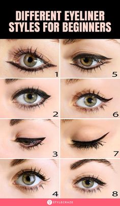 Basic Eyeliner Look, Basic Make Up For Beginners, How To Put Makeup On Step By Step, How To Make Up Step By Step, Easy Eyeliner For Beginners, Eyeliner Tips For Beginners, Eye Liner Designs Eyeliner Styles, Different Eyeliner Looks, Step By Step Eyeliner