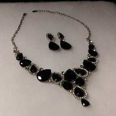 Black Pear Shaped Crystals & Rhinestone Necklace & Pierced Earrings Set. Great To Wear With Your "Little Black Dress" For Special Occassions. 22" Adjustable Chain, Earrings Are 2 Inches Long. Nwot Shaped Crystals, Janet Guzman, Jewelry Black, Rhinestone Necklace, Pierced Earrings, Chain Earrings, Black Crystals, Necklace Earrings, Earrings Set