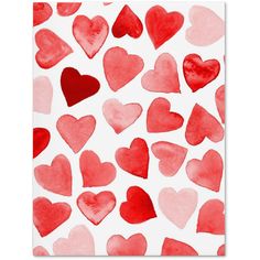 watercolor hearts on white background