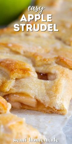 an easy apple strudel recipe with the title above it