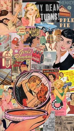 a collage of vintage posters and advertisements