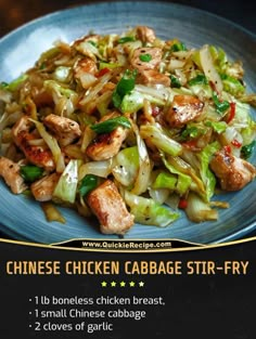 the chinese chicken cabbage stir fry is ready to be eaten