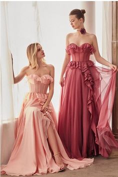 Blush Strapless Chiffon Ruffle A-Line Dress Whimsical Bridesmaid Dresses, Dress Reveal, Andrea And Leo, Beautiful Bridesmaid Dresses, Bridesmaid Dresses Prom, Chiffon Ruffle, African Print Fashion, Wholesale Dress, Evening Gowns Formal