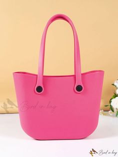 Bird in Bag - Waterproof Rubber Beach Bag - Portable Handbag for Outdoor Activities, Stylish Travel and Swimming Tote Pink Waterproof Shoulder Bag For Daily Use, Trendy Waterproof Pink Bag, Pink Waterproof Outdoor Bag, Pink Packable Bags For Daily Use, Packable Pink Bags For Daily Use, Outdoor Pink Waterproof Bags, Daily Use Packable Pink Bags, Pink Packable Bags For Outdoor, Pink Packable Outdoor Bags