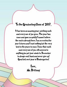 a card with the words to the graduating class of 2017