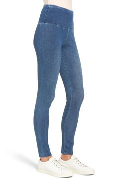 The look of your favorite skinny jeans meets the comfort of stretchy leggings, while a high waist adds just the right amount of control and a perfect fit. Pair them with loungewear on the weekends or dressier pieces for a night out on the town. 28" inseam; 9" leg opening; 11" front rise; 15" back rise (size Medium) Pull-on style 95% cotton, 5% spandex Machine wash, line dry Imported Hosiery Mid-rise Pull-on Jeans For Everyday, Versatile Stretch Denim Bottoms, Stretch Denim Pull-on Jeans, Stretch Denim Everyday Bottoms, Everyday Mid-rise Pull-on Bottoms, Everyday Medium Wash Pull-on Bottoms, Stretch Denim Bottoms For Everyday, Versatile High Rise Stretch Pants, Versatile High-rise Stretch Pants