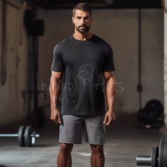 This is a digital download of a man in a gym tshirt mockup for the Bella Canvas 3001 or Gildan 5000 unisex t shirt or any similar shirt.  This man is shown in a gym with weights in a dark grey shirt with the perfect spot for your design!   Use code 10XSAVE20 for 20% off any order of 10 mockups! All mockups are 2500 x 2500 pixels at 72 dpi (Etsy suggests a minimum of 2000x2000 for images.)  My logo will not be on your image.  You will not receive a physical product after ordering this bundle.  Et Sporty Gym T-shirt With Branding, Gym Tshirt, Tshirt Mockup, Photo Editing Software, Shirt Mockup, Unisex Tshirt, Grey Shirt, This Man, Weight Lifting