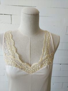 Beige Lace & Nylon Nightdress. Night Gowns, Head Piece, Diy Keychain, Thrift Shopping, Bridal Headpieces, Night Dress, Nightwear, Night Gown, Color Patterns