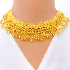 impressive-tasseled-22k-gold-necklace-set Elegant Yellow Gold Bridal Necklace With Latkans, Gold Plated Gold Necklaces With Latkans, Ceremonial Gold Plated Necklaces With Latkans, Elegant Gold Plated Bridal Necklace With Latkans, Elegant Gold Temple Necklace With Latkans, Elegant Bridal Necklace With Latkans In Gold Plated, Ceremonial Yellow Gold Bridal Necklace With Latkans, Elegant 22k Gold Temple Necklace With Latkans, Gold Bridal Necklace With Latkans