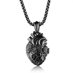 PRICES MAY VARY. UNIQUE DESIGN--Design in organ heart pendant locket necklace, it's very special and cool MADE WITH HIGH QUALITY STAINLESS STEEL---Our stainless steel does not readily corrode, rust or stain with water as ordinary metal does LOCKET DESIGN--It can be open to store hair or other tiny pieces IDEAL GIFTS:Gifts for birthday,Christmas,Father's day Package:Gift bag package Unique design organ heart pendant locket necklace, can be open to store tiny pieces

 All-match style jewelry: Fit Anatomical Heart Pendant, Anatomical Heart Necklace, Vintage Choker, Men Jewelry, Necklace For Men, Black Necklace, Stainless Steel Pendant, Men's Necklace, Steel Necklace