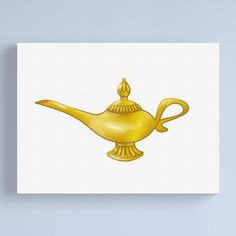 a golden teapot on a white background canvas print