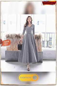 Fashion Irregular Collar Sexy Long Evening Dress P120061 Gray Winter Party Dress, Gray Long Sleeve Evening Dress For Party, Gray Winter Dresses For Night Out, Fall Party Maxi Dress With Asymmetrical Hem, Winter Party A-line Maxi Dress, Long Winter Party Dresses, Winter Party Long Dress, Long Dress For Winter Party, Gray Evening Dress For Fall