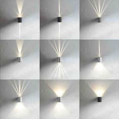 multiple images of the same light in different angles and sizes, each with an individual's shadow