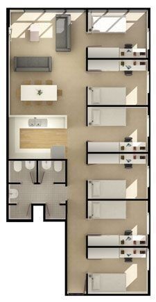 an overhead view of a two bedroom apartment