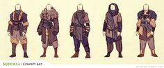 the concept art for an upcoming video game, middle - earth is shown in several different poses