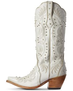 Ariat Women's Pearl Snow White Western Boots - Snip Toe, White Cowgirl Boots, White Cowboy Boots, Wedding Boots, Western Boot, Veg Tan Leather, Calf Boots, Leather Pulls, Cowgirl Boots, Western Wear