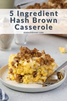 5 Ingredient Hash Brown Casserole Egg Bake With Hashbrowns, Easy Hash Brown Casserole, Sausage Egg Bake, Easy Hashbrowns, Hashbrown Casserole Easy, Hotdish Recipes, Delicious Breakfast Casserole, Sausage Hash, Baked Eggs Recipe