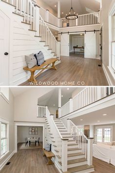 Step inside a beautifully designed country home entryway that combines transitional style and stately elegance. This guide offers ideas for open floor plan layouts, open staircases, and loft overlooks, paired with clean lines, shiplap accents, and warm woods. Learn how recessed lighting and soft white tones can transform your entryway into a welcoming, stylish space that reflects the timeless appeal of Wildwood Home Co. Interior Entryway Ideas, Open Staircases, Elegant Country Home, Country Home Interiors, Transitional Interior Design Style, Entryway Design Ideas, Zionsville Indiana, Foyer Ideas Entryway, Transitional Interior Design