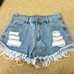 Light Wash Shein Jean Shorts. Cute Rips. Never Worn. Nothing Is Wrong With Them, Just Ordered Wrong Size. Size Medium. Cheap Black Jean Shorts With Frayed Hem, Cheap Ripped Dark Wash Shorts, Cheap Short Length Bottoms For Clubwear, Cheap Grunge Shorts For Spring, Cheap Gray High-waisted Shorts, Cheap Ripped Boyfriend Fit Bottoms, Y2k Style Cheap Women's Shorts, Cheap Black Grunge Jean Shorts, Slim Thick Shorts