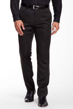 Slim fit dress pants deliver polished style.Fit: this style fits true to size. Approx. 11" rise, 32" inseam. Flat front. Zip fly with hook-and-bar closure. Front slant pockets . Back besom pockets with button closure. Slim leg. Approx. 10.5" rise, 32" inseam (size 32x32). Imported  This item cannot be shipped to Canada and Puerto Rico.  Orders cannot be shipped to Canada and Puerto Rico. Machine wash cold, tumble dry low 100% polyester Black Dress Pants Outfits, Black Dress Pants Men, Slim Dress Pants, Dress Pants Outfits, Boss Dress, Clothes Reference, Pants Outfit Men, Mens Work Pants, Slim Fit Dress Pants