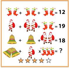 a christmas themed math game with santas and bells on the numbers 1 - 10