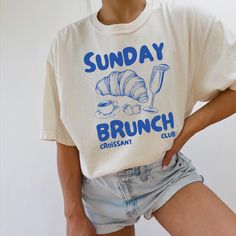 Yay! We're so glad you're here! Get ready for some Sweet Sanity in your life! This shirt is the cutest way to emit all those vintage brunchy vibes! ♥ DETAILS: - Our Comfort Color tshirts are a soft-washed, garment-dyed fabric that are highly durable. - The lack of side-seams helps the shirt retain its tubular shape. - Relaxed fit, unisex tee, short sleeves, crewneck. (see sizing help below!) - 100% airlume combed and ringspun cotton.  - Pre-shrunk cotton for size retention and a signature sewn-in twill label. ♥ CARE INSTRUCTIONS - Machine wash cold, inside-out, gentle cycle. - Tumble dry low or hang-dry. - Do not dry clean. - Do not iron. ♥ SIZING: These shirts are unisex size, not women's fitted shirts. If you want to go with the oversized look go up! If you'd like a more fitted look, we Cotton T-shirt With Letter Print For Brunch, Summer Brunch Cotton T-shirt, Summer Cotton T-shirt For Brunch, Cotton T-shirt For Summer Brunch, Relaxed Fit Cotton Shirt For Brunch, Cotton Shirt With Relaxed Fit For Brunch, Long Sleeve Graphic Print Tops For Brunch, Short Sleeve Screen Print T-shirt For Brunch, Short Sleeve T-shirt With Screen Print For Brunch