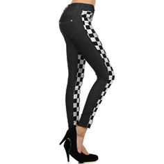 Women Casual Daily Wear Leggings with Frontal Metallic Silver Checkered Printing. Two-tone Checkered Plaid in metallic silver print. These mini 5 pocket skinnies have mini belt loops, standard rivets with non-zipper display aesthetics, and frontal button accent. You can layer them under clothing or wear them anytime with skirts and dresses for a practical yet feminine look. These hard-to-find leggings are so soft and comfortable, you'll want to wear them every day. Size: S/M.  Color: Multicolor. Casual Pants Style, Metallic Leggings, Checkered Print, Checker Print, Crustaceans, Womens Fashion For Work, Leggings Fashion, Comfortable Outfits, Printed Leggings