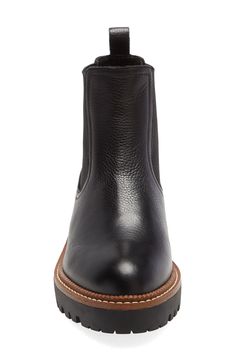 A lug sole amplifies the utilitarian appeal of this upgraded, water-resistant version of a classic Chelsea boot. 1 1/2" heel; 3/4" platform (size 8.5) 5" shaft Pull-on style with elastic gore insets Water-resistant Leather upper/synthetic lining and sole Imported Women's Shoes | Caslon Miller Water Resistant Chelsea Boot Leggings And Combat Boots, Chelsea Boots Outfit, Chelsea Boot Women, Cozy Winter Outfits, Chelsea Boots Women, Black Chelsea Boots, Leather Chelsea Boots, Designer Crossbody Bags, Stuart Weitzman Shoes