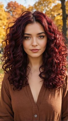 Burgandy Wavy Hair, Deep Burgundy Curly Hair, Red And Auburn Hair Color, Best Hair Colour For Curly Hair, Hair Color For Natural Curly Hair, Dark Red Hair Color Ideas For Brunettes, Warm Burgundy Hair Color, Deep Red Hair Curly, Dark Strawberry Blonde Highlights