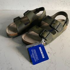 A Nice And Comfy Pair Of Sandals From Birkenstock! It Has Buckle For Adjustability. It Has A Back Strap As Well. Brand New, No Rips Or Stains. Shop With Confidence! Well Reviewed Posh Ambassador Seller. Enjoy Free Fast Shipping! Will Be Packaged And Shipped Using Gloves And Mask. Comes From A Smoke Free And Pet Free Home. Can Ship The Same Day! #Birkenstock #Holidaysale #Gift #Poshmark #Sale #Streetstyle #Star #Oneofakind #Athleisure #Outdoors #Summer #Spring #Fall #Daily #Fresh #Retro #Flexible Casual Adjustable Footbed Sandals For Outdoor, Adjustable Casual Footbed Sandals For Outdoor, Adjustable Casual Outdoor Footbed Sandals, Green Casual Footbed Sandals With Cork-bed Midsoles, Casual Green Footbed Sandals With Cork-bed Midsoles, Casual Outdoor Footbed Sandals With Adjustable Strap, Summer Outdoor Footbed Sandals With Branded Insole, Casual Slides With Adjustable Strap, Concert Essentials