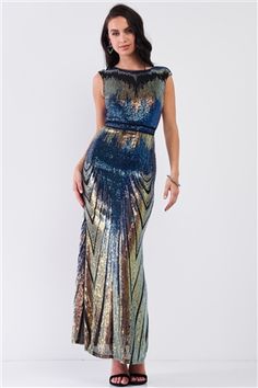 Modern Cleopatra Royal Multicolor Sequin Embellished Sleeveless Flare Bottom Maxi Dress /2-2-2 Modern Cleopatra, Embellished Embroidery, Multicolor Sequins, Button Front Maxi Dress, Ombre Maxi Dress, Cami Maxi Dress, Floral Print Maxi Dress, Animal Print Dresses, Trendy Clothes For Women