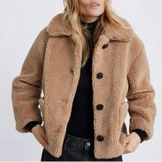 Zara Teddy Coat Nwt M Beige Beige Outerwear With Button Closure For Cold Weather, Neutral Outerwear With Button Closure For Fall, Cozy Beige Outerwear With Button Closure, Taupe Outerwear For Fall, Taupe Outerwear With Button Closure For Fall, Zara Brown Outerwear With Button Closure, Zara Brown Single Breasted Outerwear, Neutral Winter Outerwear With Button Closure, Zara Beige Outerwear For Cold Weather