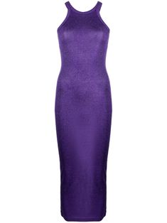 plum purple metallic threading lurex detailing round neck sleeveless mid-length straight hem Elegant Purple Sleeveless Midi Dress, Purple Sleeveless Midi Dress For Evening, Purple Knee-length Midi Dress For Evening, Shimmer Midi Length Dress, Purple Sleeveless Midi Dress For Cocktail, Sleeveless Purple Midi Dress For Cocktail, Glamorous Sleeveless Purple Midi Dress, Glamorous Purple Midi Dress For Summer, Purple Midi Dress For Party