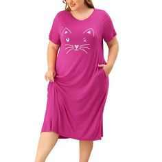 Summer Short Sleeve Sleepwear For Overnight, Summer Nightgown With Relaxed Fit For Overnight, Summer Nightgown With Relaxed Fit, Relaxed Fit Nightgown For Summer Nights, Relaxed Fit Nightgown For Summer, Spring Sleepwear Short Sleeve Stretch, Spring Sleepwear With Stretch And Short Sleeves, Pink Short Sleeve Sleepwear For Spring, Spring Stretch Sleepwear With Short Sleeves