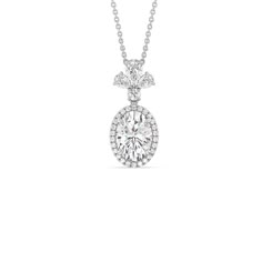 Embrace the beauty and brilliance of our Halo Pendant with a 4ct Oval Diamond and Mixed Shape diamond cluster pass-through bail. Whether you're looking for the perfect gift for a loved one or an exquisite addition to your jewelry collection, this pendant is an embodiment of grace and charm. Luxury Vintage Diamond Pendant Necklace, Luxury Rose Cut Diamond Pendant Jewelry, Luxury Unique Teardrop Pendant Necklace, Luxury Gold Diamond Necklace With Large Pendant, Luxury Oval Rose Gold Diamond Necklace, Luxury Yellow Gold Oval Pendant Diamond Necklace, Luxury Filigree Diamond Pendant Necklace, Luxury Statement Jewelry With Oval Pendant, Luxury Oval Pendant Necklace For Women