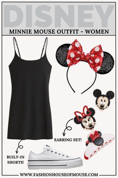 Disney Outfits Women Will Love - Minnie Mouse - Fashion House of Mouse Minnie Outfit Women, Inspired Disney Outfits, Minnie Mouse And Daisy Duck, House Of Mouse, Minnie Mouse Outfit, What To Wear To Disney, Minnie Outfit, Disney Outfits Women, Checkered Shoes