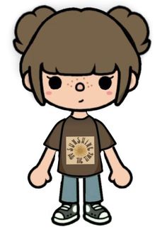 a drawing of a girl with brown hair and black eyes wearing a t - shirt