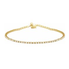 Bracelets are meant to have the last word that compliments every look you create. You are beautiful, and so is your arm candy. 14K yellow gold, conflict-free, lab-grown diamond, and sure to swoon. HOW WE STYLE OUR BRACELETS The world is at your wrist when styling our signature bracelets. They stack well with others, so don’t be shy! Add bangles, charms, and chains for a statement that will turn heads. For a minimal approach, we’re all about solo-wear. Nothing but good choices here. 7 - 1/4" in l Everyday Gold Bracelets With Brilliant Cut, 14k Yellow Gold Diamond Bracelet, Everyday Yellow Gold Tennis Bracelet With Diamond Accents, Everyday Yellow Gold Bracelets With Prong Setting, Dainty Yellow Gold Bracelets With Prong Setting, Minimalist Yellow Gold Bracelet With Brilliant Cut, Minimalist Gold Tennis Bracelet With Single Cut Diamonds, Minimalist Yellow Gold Bracelet With Prong Setting, Dainty Yellow Gold Diamond Bracelet With Prong Setting