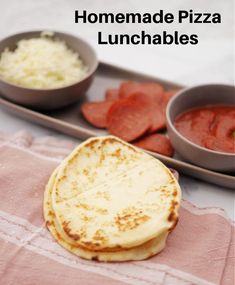 homemade pizza lunchables are ready to be eaten